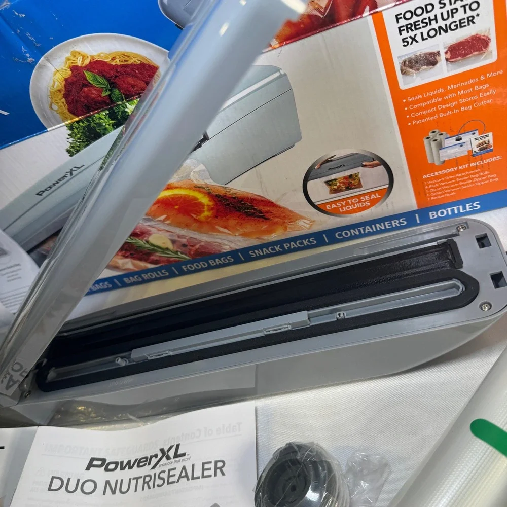 PowerXL Duo Nutrisealer Vacuum Sealer Set Gray VS2 140W with Accessory Kit